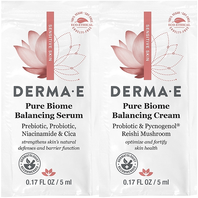 Набор пробников - Derma E Pure Biome Balansing Serum & Pure Biome Balansing Cream (serum/5ml + cr/5ml) — фото N1