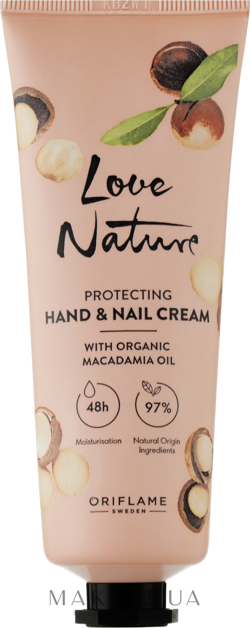 Захисний крем для рук і нігтів з олією макадамії - Oriflame Love Nature Caring Hand & Nail Cream With Organic Macadamia Oil — фото 75ml