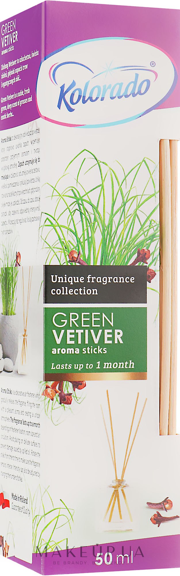 Аромадиффузор "Зеленый ветивер и гвоздика" - Kolorado Aroma Sticks Green Vetiver & Cloves  — фото 50ml