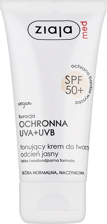 Тонизирующий крем для лица SPF 50+ - Ziaja Med Toning Face Cream Light Shade UVA+UVB