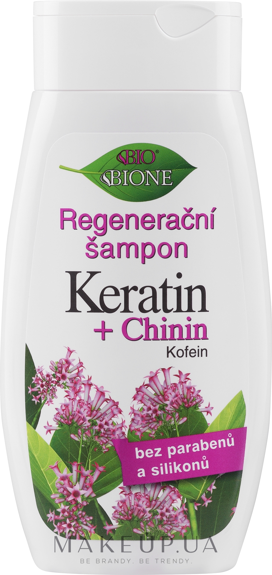 Восстанавливающий шампунь для волос - Bione Cosmetics Keratin + Quinine Regenerative Shampoo — фото 260ml