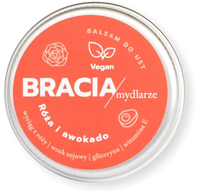 Натуральный бальзам для губ "Роза и авокадо" - Bracia Mydlarze Rose & Avocado Lip Balm — фото N1