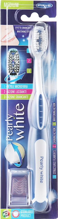 Зубная щетка "Pearly White", средней жесткости, синяя - Piave Pearly White Medium Toothbrush — фото N1