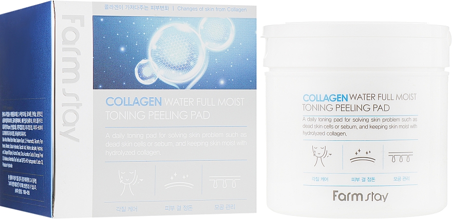 Тонізувальні пілінг-серветки для обличчя з колагеном - FarmStay Collagen Water Full Moist Toning Peeling Pad — фото N2