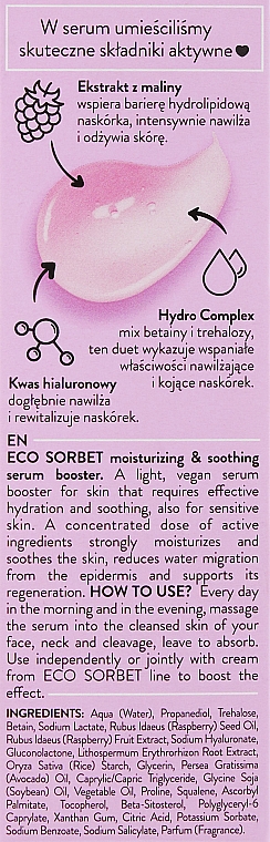 Сироватка-бустер для обличчя з екстрактом малини - Bielenda Eco Sorbet Moisturizing & Soothing Serum Booster — фото N3
