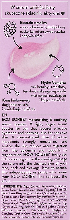 Сыворотка-бустер для лица с экстрактом малины - Bielenda Eco Sorbet Moisturizing & Soothing Serum Booster — фото N3