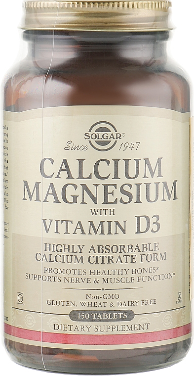 Пищевая добавка "Кальций, магний с витамином Д3" - Solgar Calcium Magnesium with Vitamin D3 — фото N1