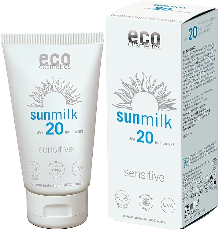 Солнцезащитное молочко SPF 20 - Eco Cosmetics Sensitive Sunmilk SPF 20 — фото N1