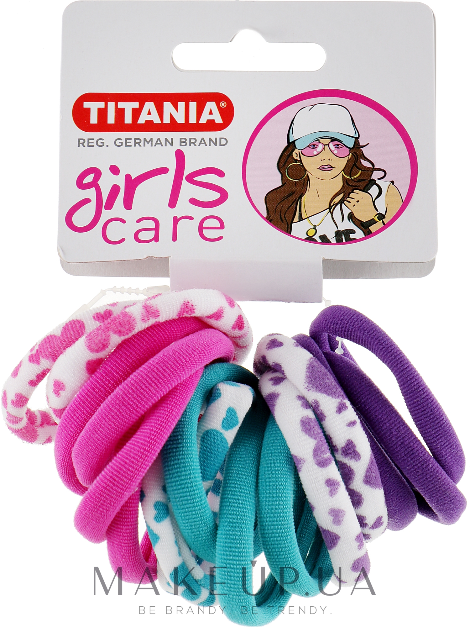Еластичний затискач для волосся, 16 шт, 4 см, різнокольорові - Titania Girls Care — фото 16шт