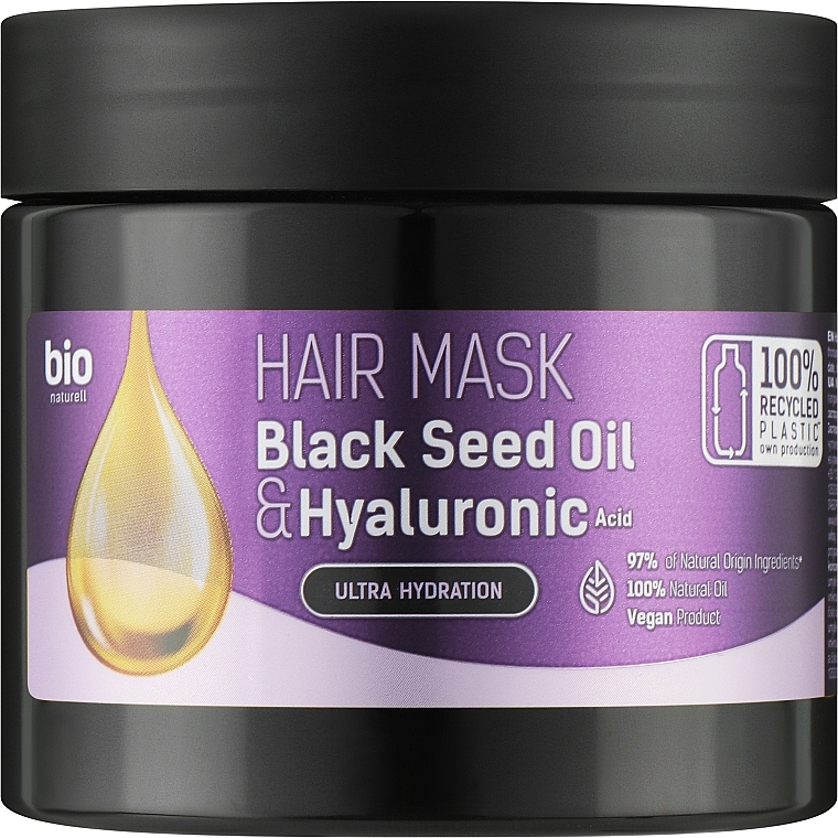 Маска для волос "Black Seed Oil & Hyaluronic Acid" - Bio Naturell Hair Mask