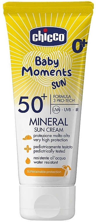 Крем солнцезащитный минеральный - Chicco Baby Moments Sun SPF 50+ — фото N1