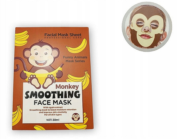 Тканинна маска "Мавпа" - Wokali Animal Monkey Smoothing Face Mask — фото N2