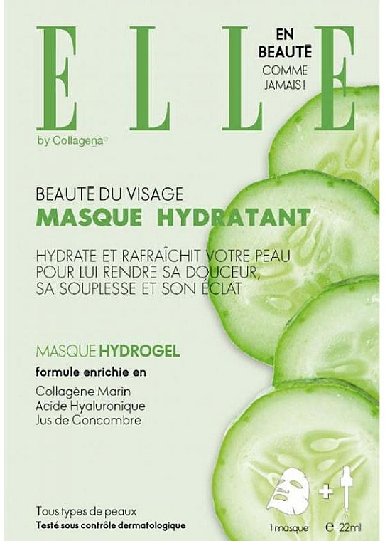 Маска для обличчя з екстрактом огірка - Collagena Paris Elle Hydrogel Mask With Natural Cucumber Extract — фото N1