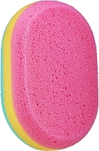Парфумерія, косметика Губка банна овальна 30468, рожевий-жовтий-зелений - Top Choice