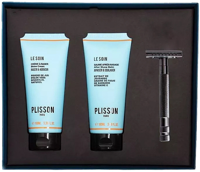 Набор - Plisson Handsome Aesthete Gift Box (shave/cr/100 ml + af/shave/balm/100 ml + razor/1 pcs) — фото N1