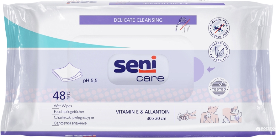 Вологі серветки для догляду за шкірою - Seni Care Delicate Cleansing Wet Wipes — фото N1