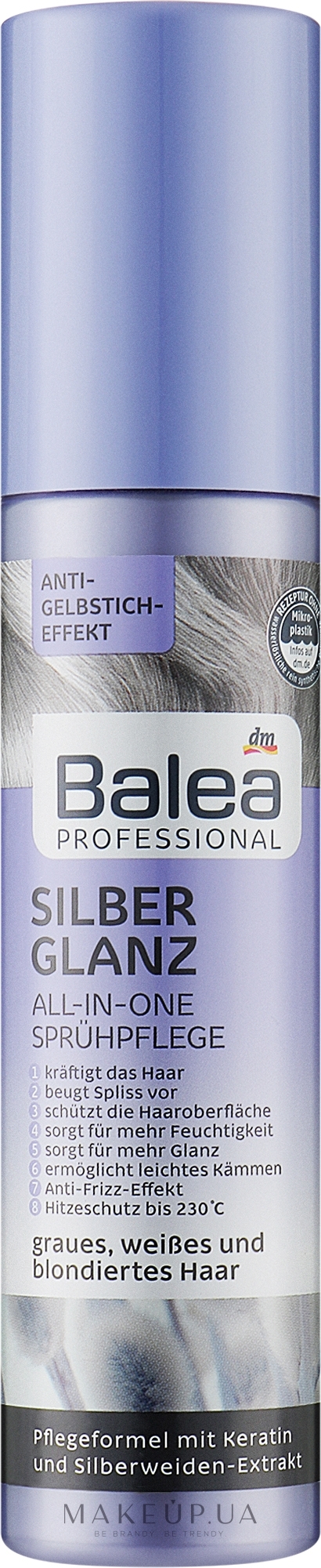 Профессиональный спрей для ухода за светлыми или обесцвеченными волосами - Balea Professional Silberglan — фото 150ml