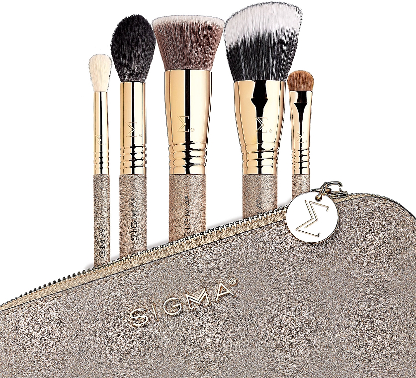 Набір пензлів для макіяжу в косметичці, 5 шт. - Sigma Beauty Radiant Glow Brush Set — фото N3