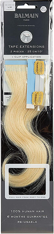 Пасма для стрічкового нарощування волосся, 25 см, 2 шт. - Balmain Paris Tape Extensions + Clip Application — фото N1