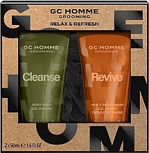 Парфумерія, косметика Набір - Grace Cole GC Homme Grooming Relax And Refresh (sh/gel/50ml + h/wash/50ml + sponge/1pc)