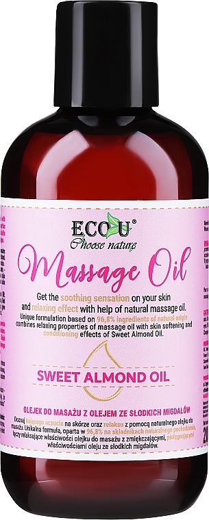 Масло для массажа - Eco U Massage Oil Sweet Almond Oil — фото N1