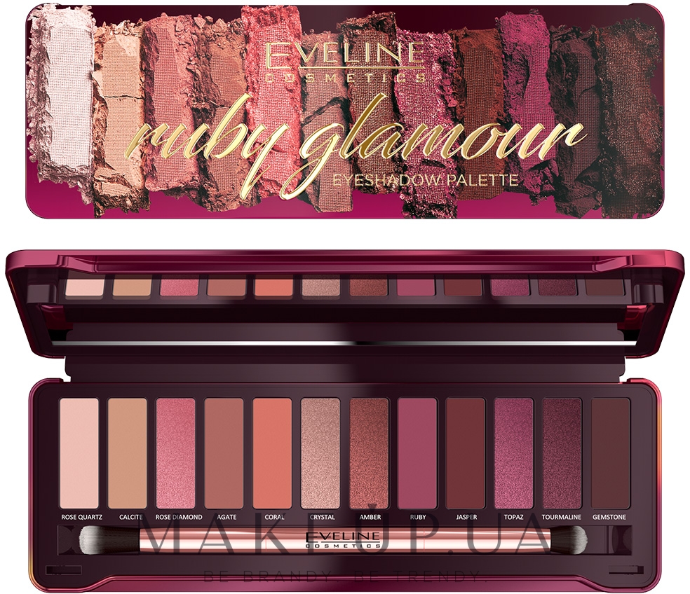 Палетка теней для век - Eveline Cosmetics Ruby Glamour Eyeshadow Palette — фото 12g