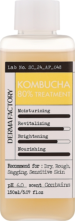 Живильна есенція-тонер для обличчя з екстрактом комбучі - Derma Factory Kombucha 80% Treatment — фото N1