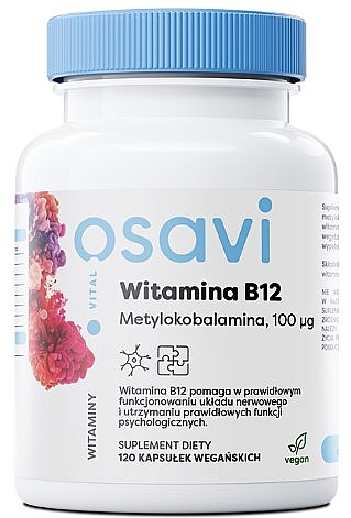 Капсули "Вітамін B12 100 мкг" - Osavi Vitamin B12 (Methylcobalamin) 100 Mcg — фото N2