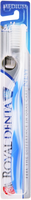 Зубная щетка средней мягкости с наночастицами серебра, синяя - Royal Denta Silver Medium Toothbrush — фото N2
