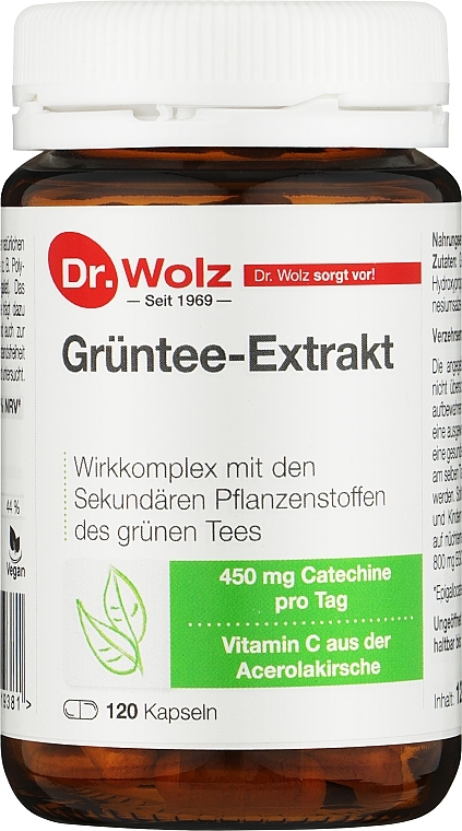 Харчова добавка "Екстракт зеленого чаю, проти втоми та виснаження" - Dr.Wolz Green Tea Extract — фото N1