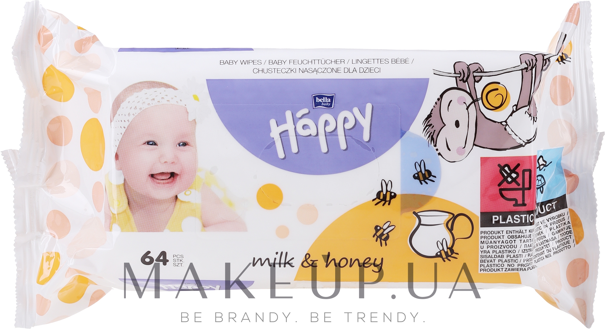 Влажные салфетки "Молоко и Мед" - Bella Baby Happy Milk & Honey — фото 64шт