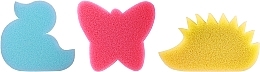 Набор детских губок для ванны, 3 шт, голубой + розовый + желтый - Ewimark №26 — фото N1
