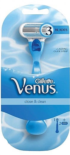 Бритва с 2 сменными кассетами, голубая - Gillette Venus Smooth — фото N1