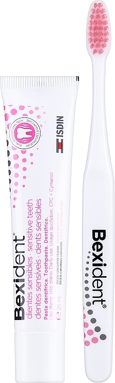 Набор - Isdin Bexident Sensitive Kit (toothpaste/25ml + toothbrush/1pcs + bag/1pcs) — фото N2