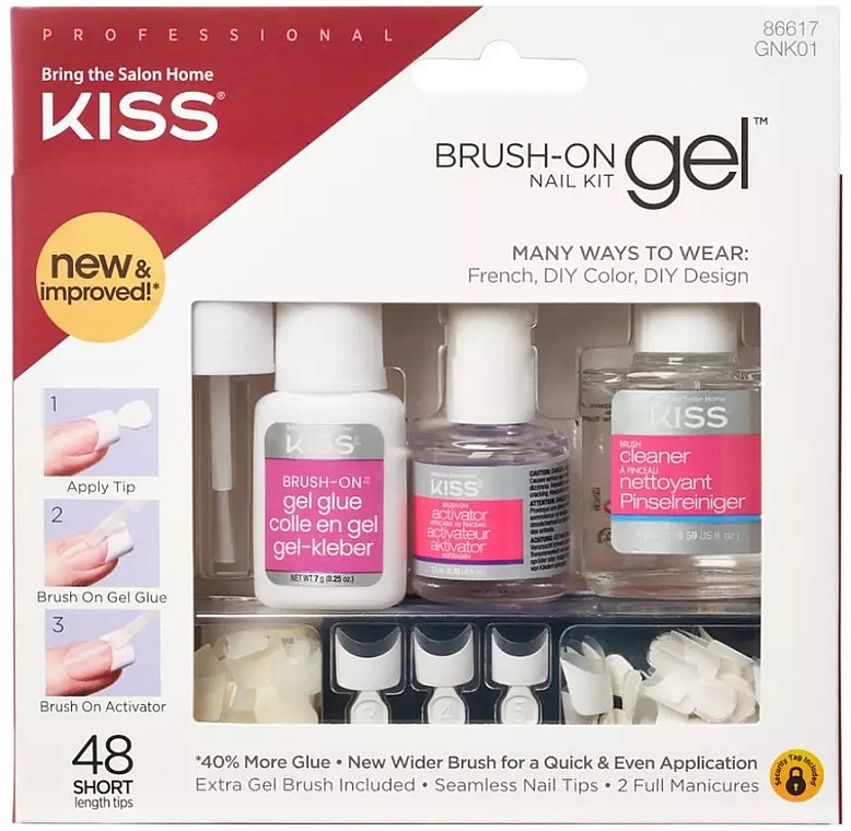 Набор накладных ногтей - Kiss Brush-On Gel Nail Kit — фото N1