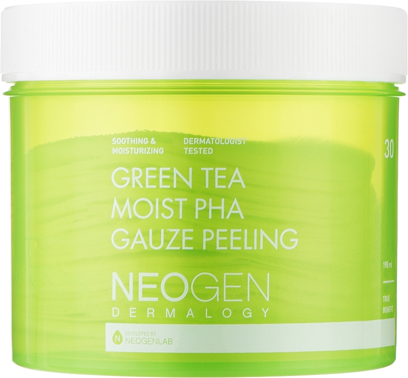 Отшелушивающие пады с экстрактом зеленого чая - Neogen Dermalogy Green Tea Moist Pha Gauze Peeling