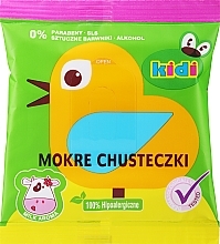 Парфумерія, косметика Вологі багатофункціональні серветки для дітей, зелено-помаранчева пташка - Kidi Wet Multifunctional Wipes