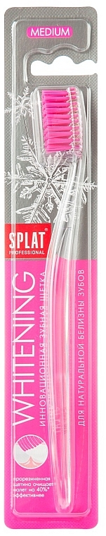 Зубная щетка Professional Whitening, средняя, прозрачная розовая - SPLAT 