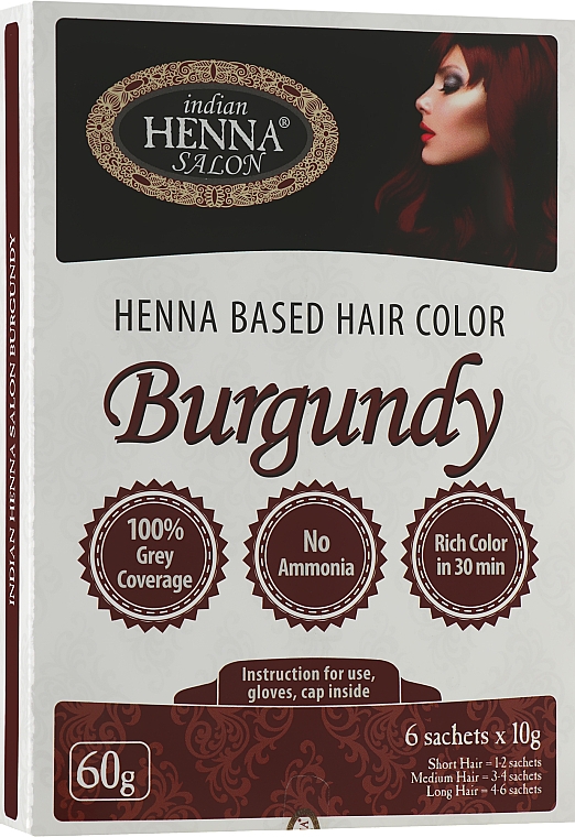 Краска для волос Бургунд - Indian Henna Salon Based Hair Colour Burgundy — фото N1