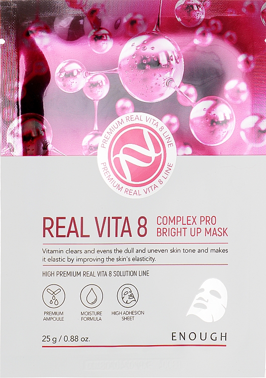 Тканинна маска з комплексом вітамінів - Enough Real Vita 8 Complex Pro Bright Up Mask
