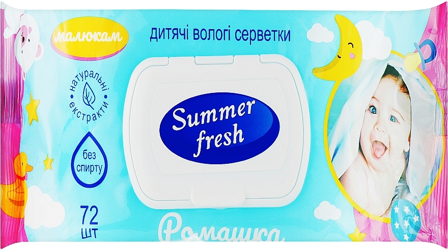 Влажные салфетки для детей "Ромашка", 72 шт. - Summer Fresh Body Care — фото N1