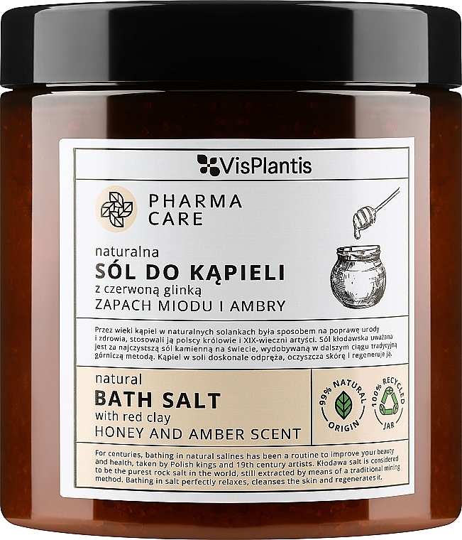 Сіль для ванн із білою глиною "Мед і бурштин" - Vis Plantis Pharma Care Bath Salt Honey And Amber — фото N1