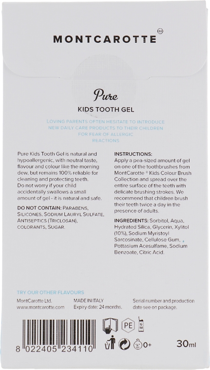 Дитячий зубний гель, без ароматизаторів - Montcarotte Pure Kids Tooth Gel — фото N2