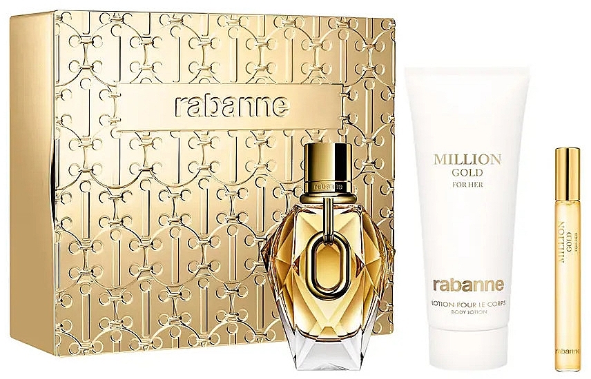 Paco Rabanne Million Gold - Набор (edp/90ml+edp/10ml+b/lot/100ml) — фото N1