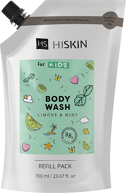 Детский гель для душа "Лимон и мята" - HiSkin Kids Body Wash Limone & Mint (запасной блок) — фото N1