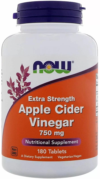 Харчова добавка "Яблучний оцет", 750 мг - Now Foods Apple Cider Vinegar — фото N1