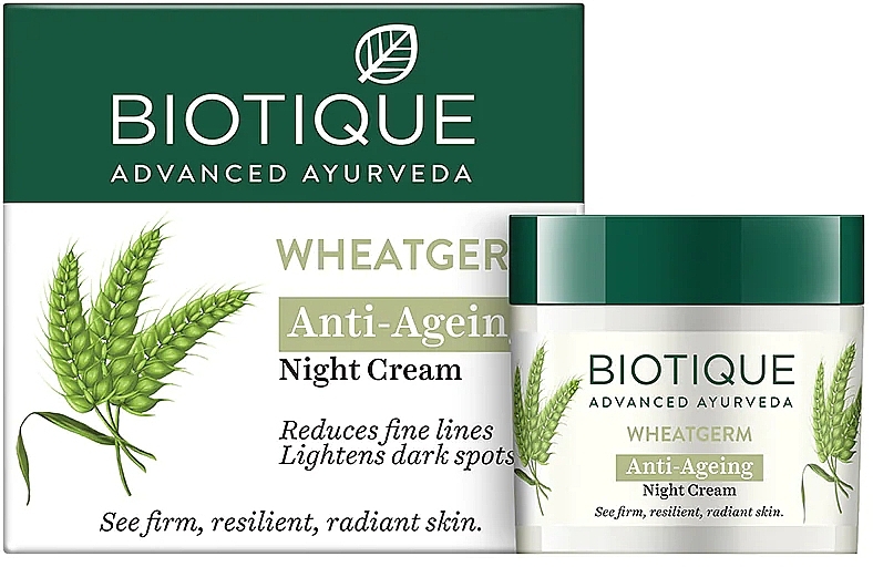 Поживний нычний крем для обличчя - Biotique Wheatgerm Anti-Ageing Night Cream — фото N1