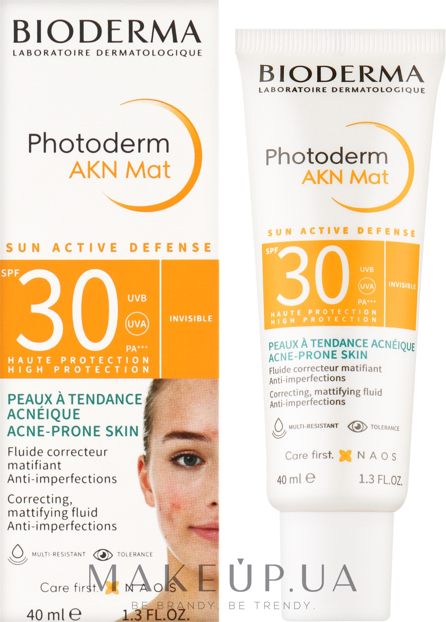 Матуючий флюїд для обличчя - Bioderma Photoderm AKN Mat SPF30 Correcting, Mattifying Fluid — фото 40ml