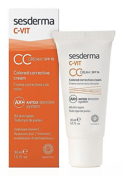 Коригувальний крем для обличчя - SesDerma Laboratories C-Vit CC Cream SPF15 — фото N1