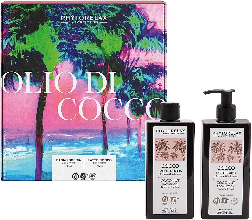 Набір - Phytorelax Laboratories Coconut (sh/gel/250ml + b/lot/250ml) — фото N1